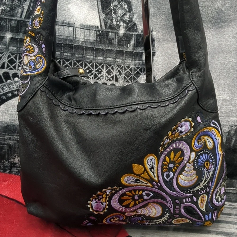 Isabella Fiore Black & Purple Seashell Bag